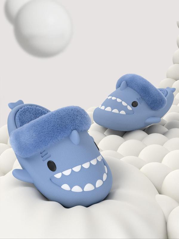 Cute Shark Design Plush Slippers, Casual Soft Comfortable Home Slippers, Warm Slippers for Indoor & Outdoor Use for Fall & Winter