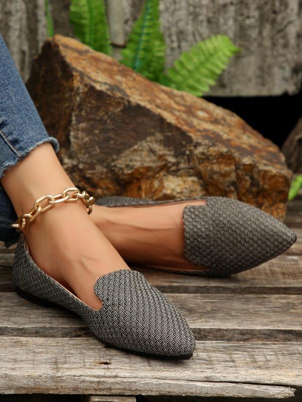 Women's Fashionable Solid Color Pointed Toe Textile Flats, Casual Comfortable Slip on Flats for Daily Wear, Lightweight Comfortable Shoes for Women