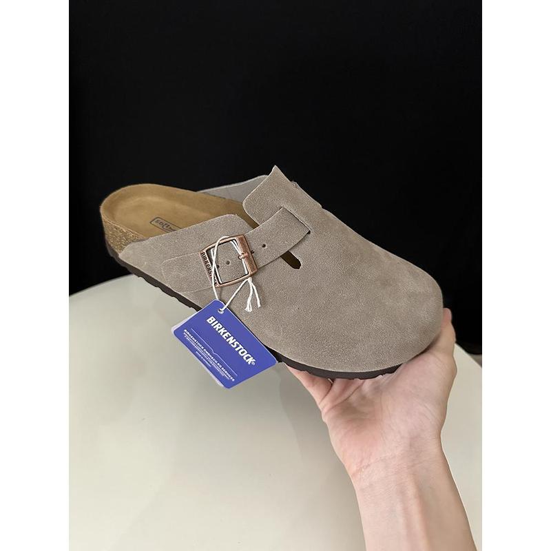 Unisex Cork Leather Slide Sandals - Casual Retro Birkenstock Style, Comfortable Half-Slip Shoes for Everyday Wear Stylish Office Cork Shoe - Footwear