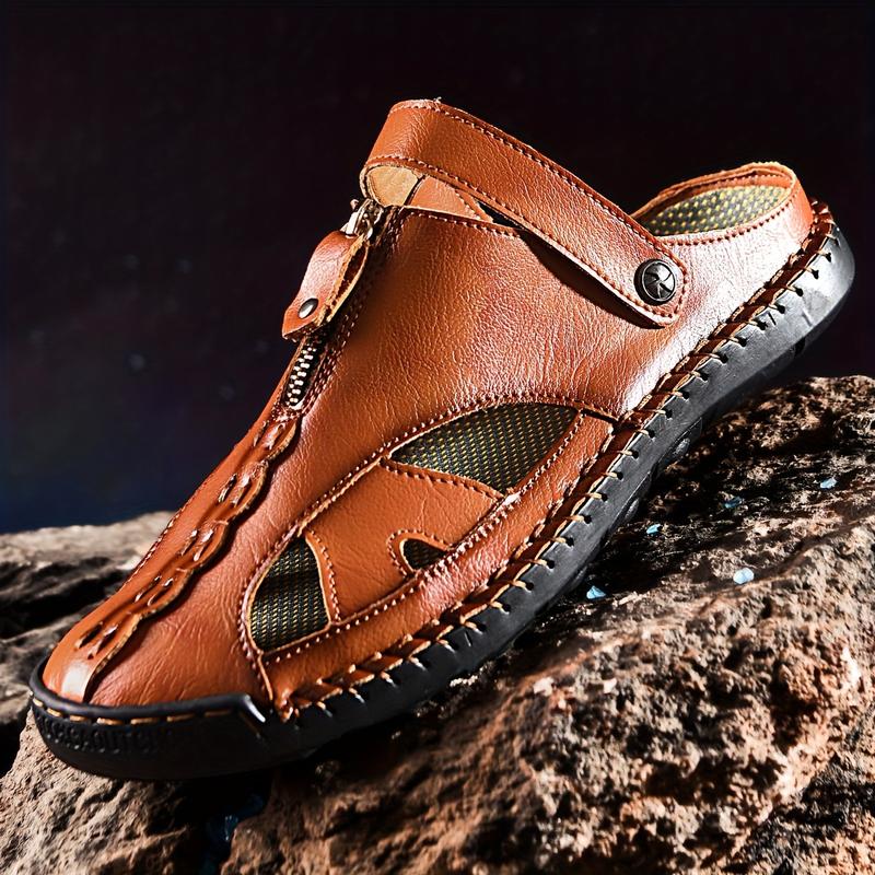 Men's Casual Sandals Slippers Outdoor Leather Closed Toe Beach Shoes