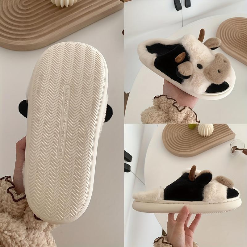 Cute Cow Slippers for Women Men Kawaii Fuzzy Slippers Cozy Soft Cloud Warm Comfy House Slippers for Women Men Walking Shoes Flipflop Footwear Girl