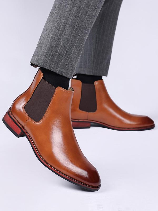 Men's Business Formal PU Leather Chelsea Boots, Classic Retro Boots for Work Office, Male All-match Boots for Daily Wear