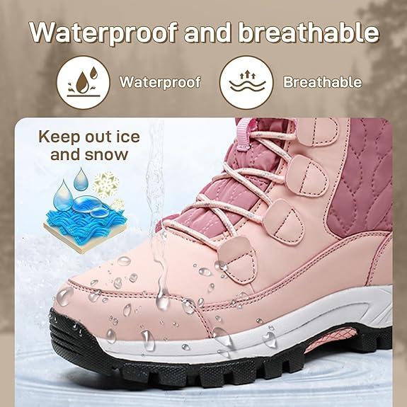 Womens Winter Snow Boots Warm Fur Lined Anti Slip Waterproof Ankle Boots Mid Calf