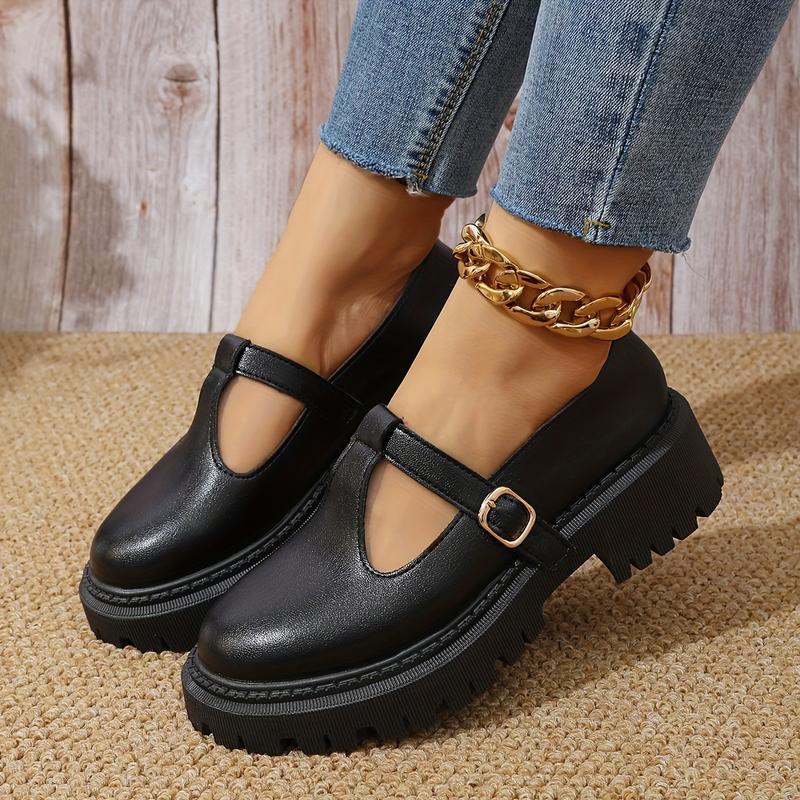 Women's Retro British Platform Shoes, Artificial Leather, Random Printing, Casual Preppy Style, Hand Wash Or Dry Cleaning, All Seasons Universal.