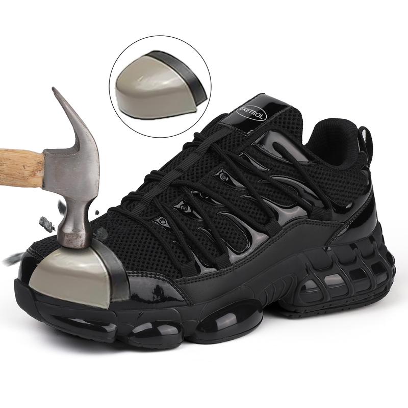 Steel toe shoes anti-puncture and anti-toe injury, suitable for construction site workers and outdoor travel, comfortable and breathable footwear Closed Athletic Running Trainer Training