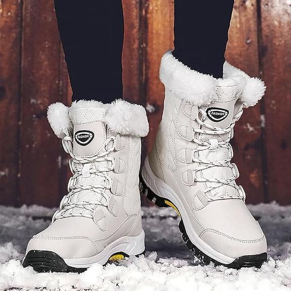 Womens Winter Snow Boots Warm Fur Lined Anti Slip Waterproof Ankle Boots Mid Calf