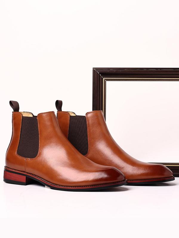 Men's Business Formal PU Leather Chelsea Boots, Classic Retro Boots for Work Office, Male All-match Boots for Daily Wear