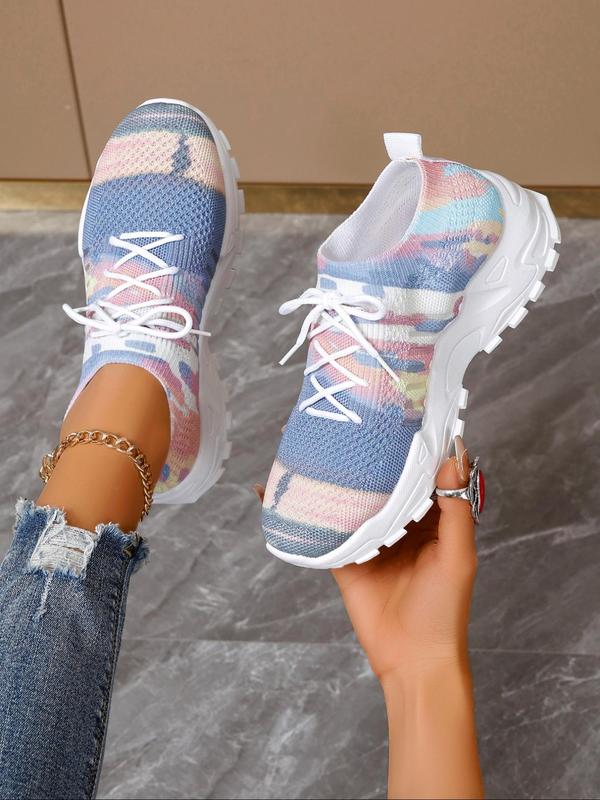 Women's Fashionable Colorblock Lace Up Low Top Sneakers, Casual Comfortable Breathable Sports Running Shoes, All-match Basic Shoes for Daily Wear Trending Sneakers