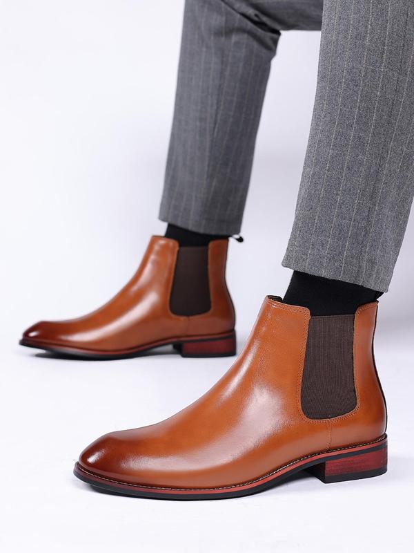 Men's Business Formal PU Leather Chelsea Boots, Classic Retro Boots for Work Office, Male All-match Boots for Daily Wear