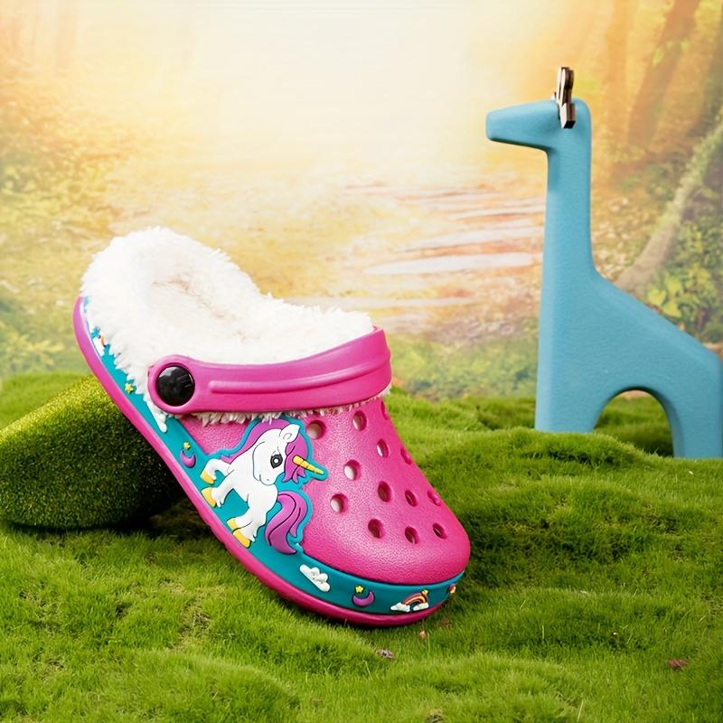 Cute Cartoon plus Wool House Shoes Boys, Comfortable and Warm Clogs Set in Indoor Home, Autumn and Winter