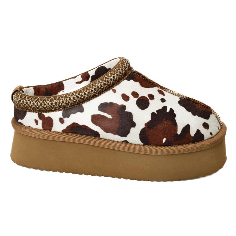 Brown Cow Pillow Talk Platform Slip-Ons