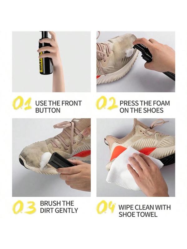 Shoe Care Kit, Including Cleaning Mousse, Brush & Cloth, Shoe Cleaning Kit for Sneaker, Boot, Canvas, PU, Fabric Footwear