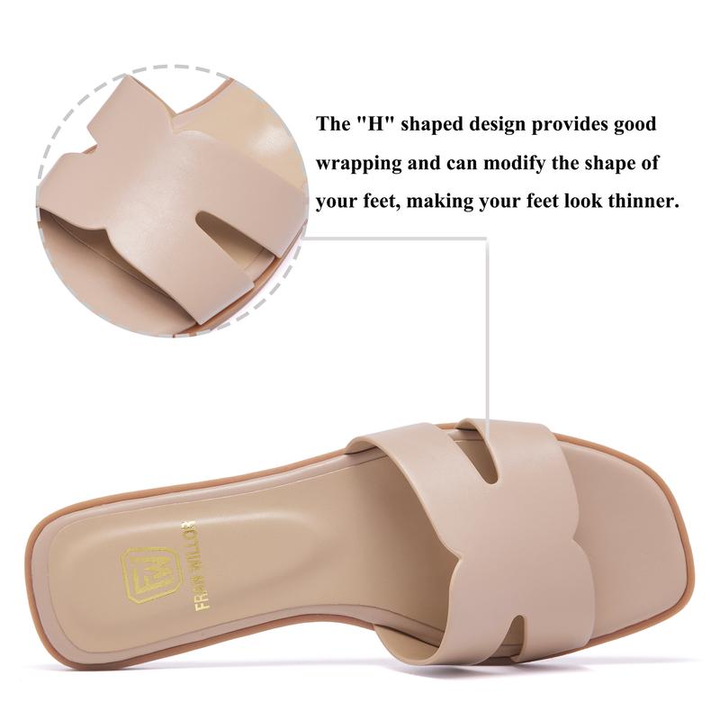 Women's Flat Sandals Slip On Slides Sandals Square Open Toe Fashion Slides Casual Beach Slippers Walking Shoes Footwear  sandals trendy