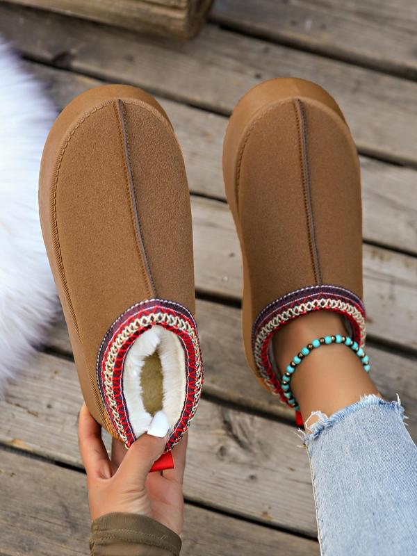 Women's Solid Color Fluffy Plush Slippers, Casual Comfortable Thick Sole Slippers for Indoor & Outdoor Wear, Fluffy Winter House Shoes for Women & Girls