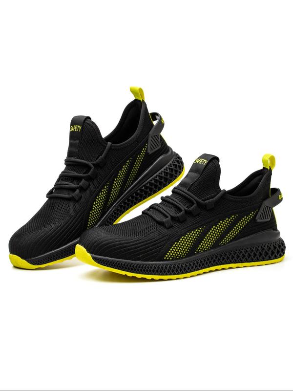 Men's Casual Lace Up Low Top Safety Shoes, Breathable Non-slip Rubber Sole Work Shoes, Fashionable Sneakers for Daily Wear