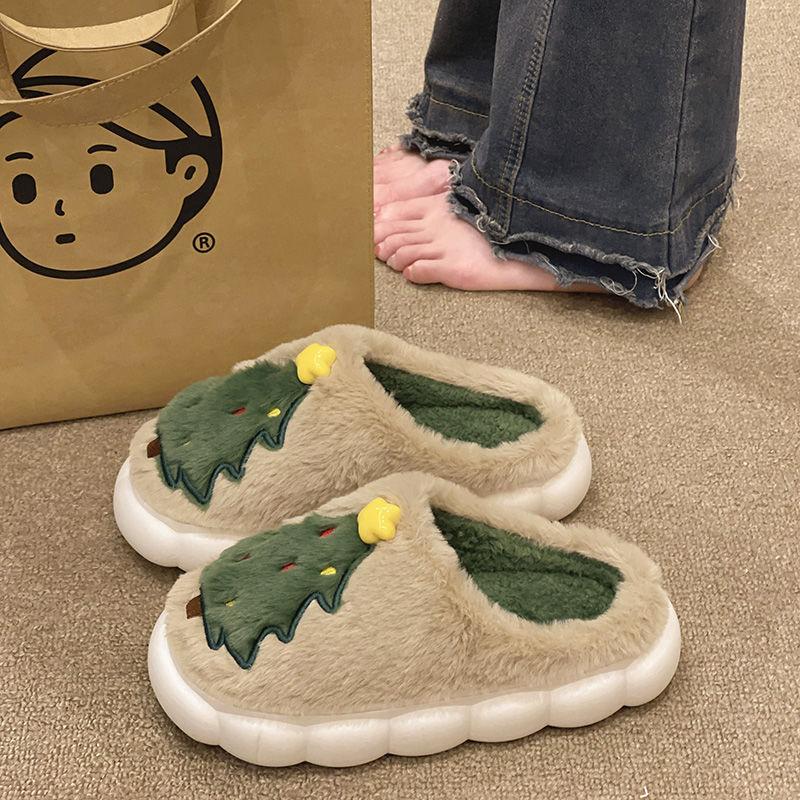 Womens Mens Couple Slippers Halloween Christmas Cute Cartoon Pattern Slipper Anti-slip Design Cozy Indoor House Winter Shoes Soft Plush Warm Slippers Gifts for Girlfriend