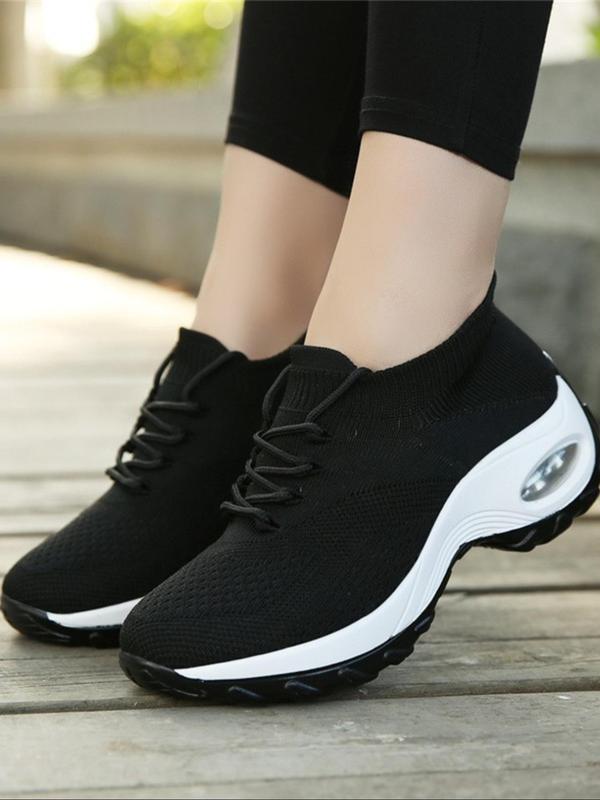 Women's Fashionable Lace Up Low Top Sneakers, Casual Comfortable Breathable Sports Running Shoes, All-match Round Toe Chunky Sneakers for Daily Wear