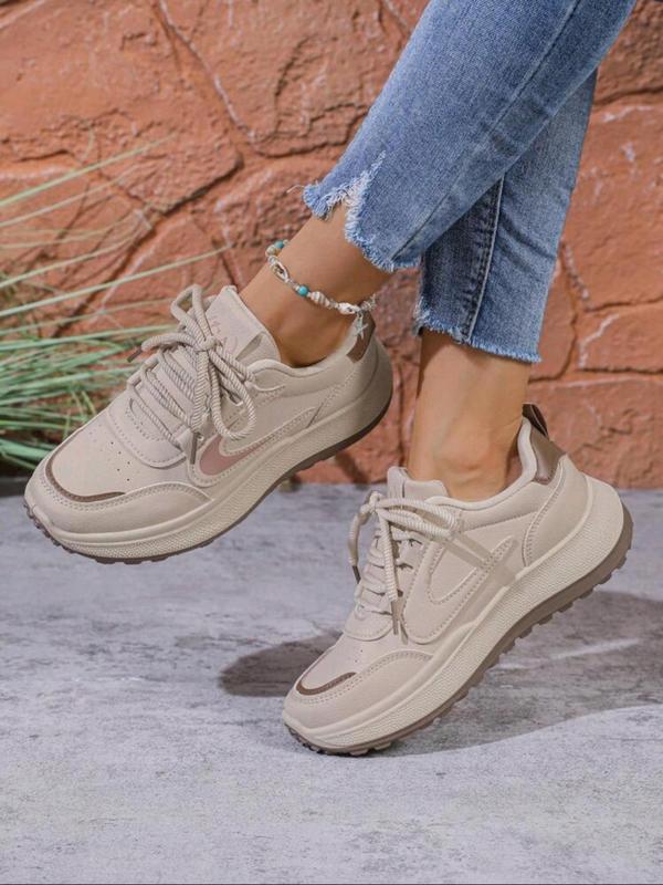 Women's Fashionable Lace Up Low Top Sneakers, Casual Comfortable Sports Running Shoes, All-match Round Toe Shoes for Daily Wear