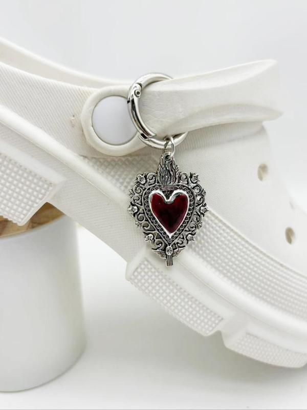 Punk Style Gothic Heart Pendant Shoe Charms, Fashionable Shoe Decoration Charms for Women & Men, Trendy All-match & Exquisite Shoe Charms for Birthday Gift