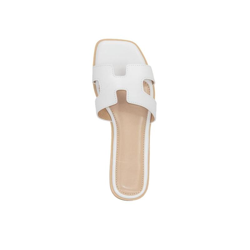 Kalyn - Square Toe Slip On Flat Sandals