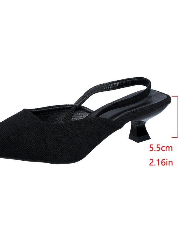 Solid Color Pointed Toe Slip on Heeled Sandals for Women 2024, Slingback Kitten Heel Luxury Designer Sandals for Party, Daily Clothing Decor for Women & Girls, Summer Shoes