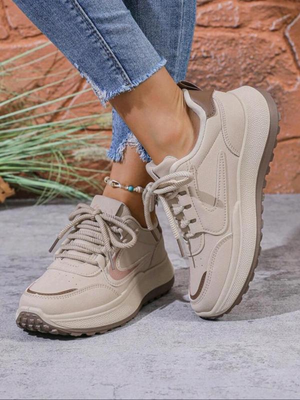 Women's Fashionable Lace Up Low Top Sneakers, Casual Comfortable Sports Running Shoes, All-match Round Toe Shoes for Daily Wear