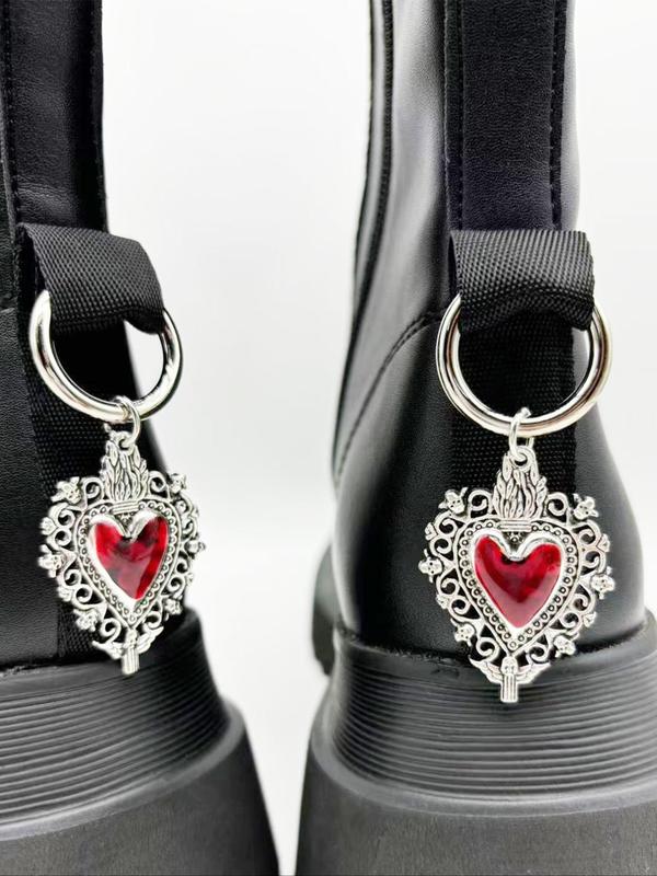 Punk Style Gothic Heart Pendant Shoe Charms, Fashionable Shoe Decoration Charms for Women & Men, Trendy All-match & Exquisite Shoe Charms for Birthday Gift