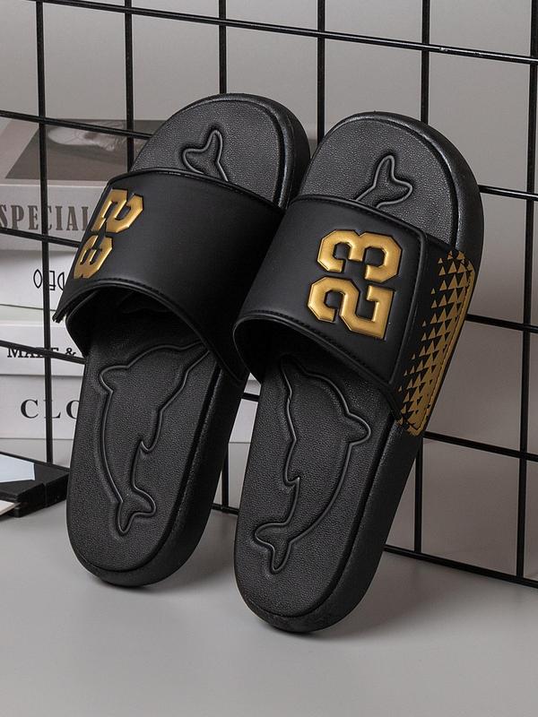 Men's Fashionable Number Graphic Slides, Casual Walking Shoes for Boy, Comfortable Slippers, Light Weight Footwear, Comfortable Home Slippers for Men, Non-slip Soft Slippers for Indoor & Outdoor Wear