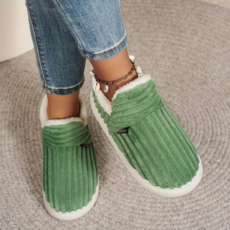 Thermal Solid Color Winter Slippers, Super Soft Slip On Flatform House Shoes, Cozy & Warm Plush Floor Slippers