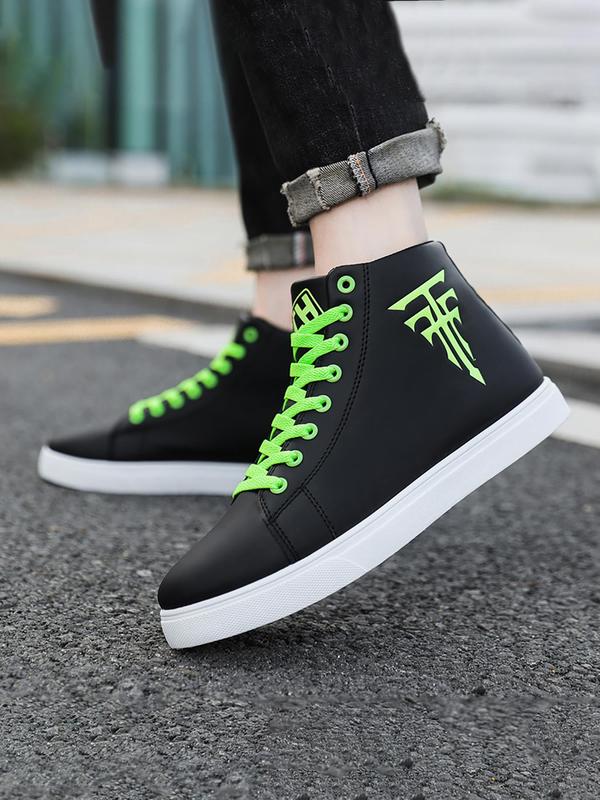 Men's Fashionable Lace Up High Top Sneakers, Casual Comfortable Sports Shoes for Daily Wear, Street Style All-match Skate Shoes for Men