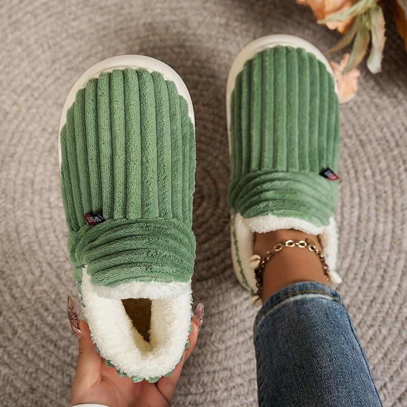 Thermal Solid Color Winter Slippers, Super Soft Slip On Flatform House Shoes, Cozy & Warm Plush Floor Slippers