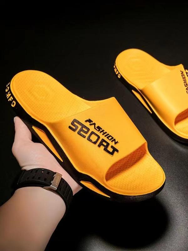 Men's Letter Print Fashion Slippers, Casual Comfortable Home Slippers, Non-slip Soft Slippers for Indoor & Outdoor Wear