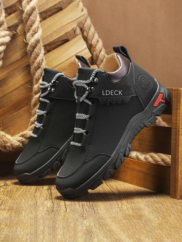 Men's Fashionable Plain Color Ankle Boots, Casual Comfortable Lace Up Boots for Daily Wear, Perfect for Students and Outdoor Sports Winter Shoes