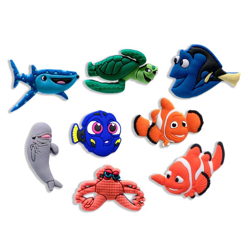 Fish Croc Charm 8PCS PVC Clog Pins Accessories Party Favors Birthday Gifts Holidays Decoration for Boys Women Girls