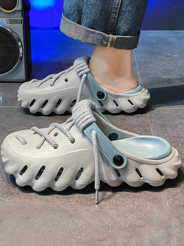 Men's Casual Hollow Out Design Clogs, 2024 New Style Comfortable Breathable Clog Shoes for Men Student, Fashionable Shoes for Summer Beach Vacation