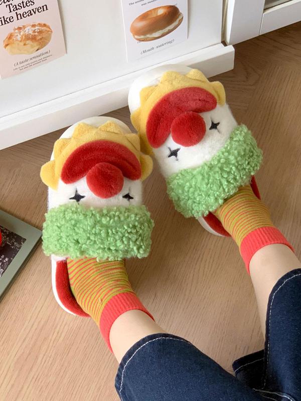 Cartoon Clown Design Slippers, Casual Soft Comfortable Home Slippers, Warm Slippers for Indoor & Outdoor Use for Fall & Winter