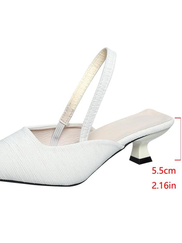 Solid Color Pointed Toe Slip on Heeled Sandals for Women 2024, Slingback Kitten Heel Luxury Designer Sandals for Party, Daily Clothing Decor for Women & Girls, Summer Shoes