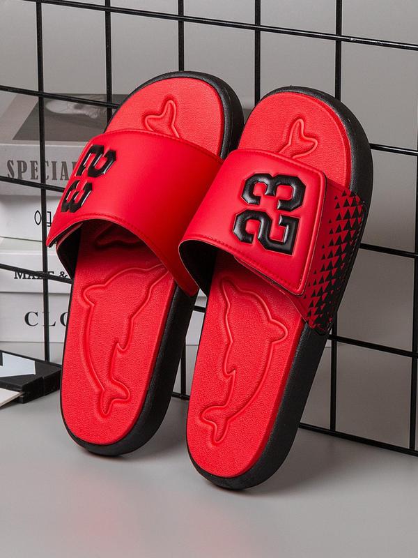 Men's Fashionable Number Graphic Slides, Casual Walking Shoes for Boy, Comfortable Slippers, Light Weight Footwear, Comfortable Home Slippers for Men, Non-slip Soft Slippers for Indoor & Outdoor Wear