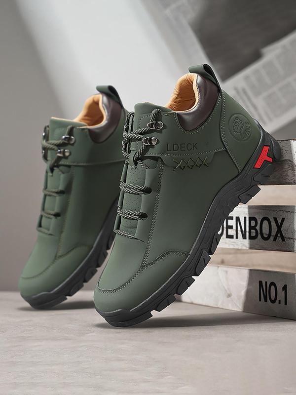 Men's Fashionable Plain Color Ankle Boots, Casual Comfortable Lace Up Boots for Daily Wear, Perfect for Students and Outdoor Sports Winter Shoes