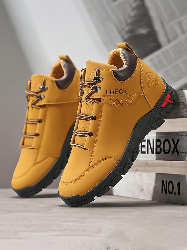 Men's Fashionable Plain Color Ankle Boots, Casual Comfortable Lace Up Boots for Daily Wear, Perfect for Students and Outdoor Sports Winter Shoes