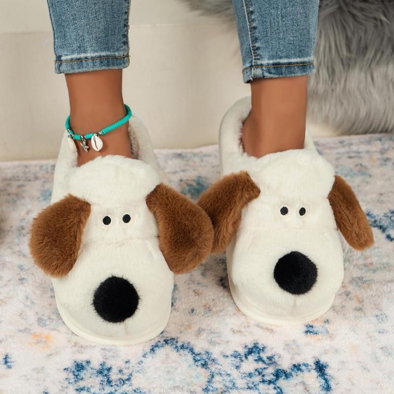 Fuzzy Cow Slippers for Women Men, Cute Cotton Animals House Shoes Fluffy Plush Slippers for Girls Indoor Living Room Bedroom