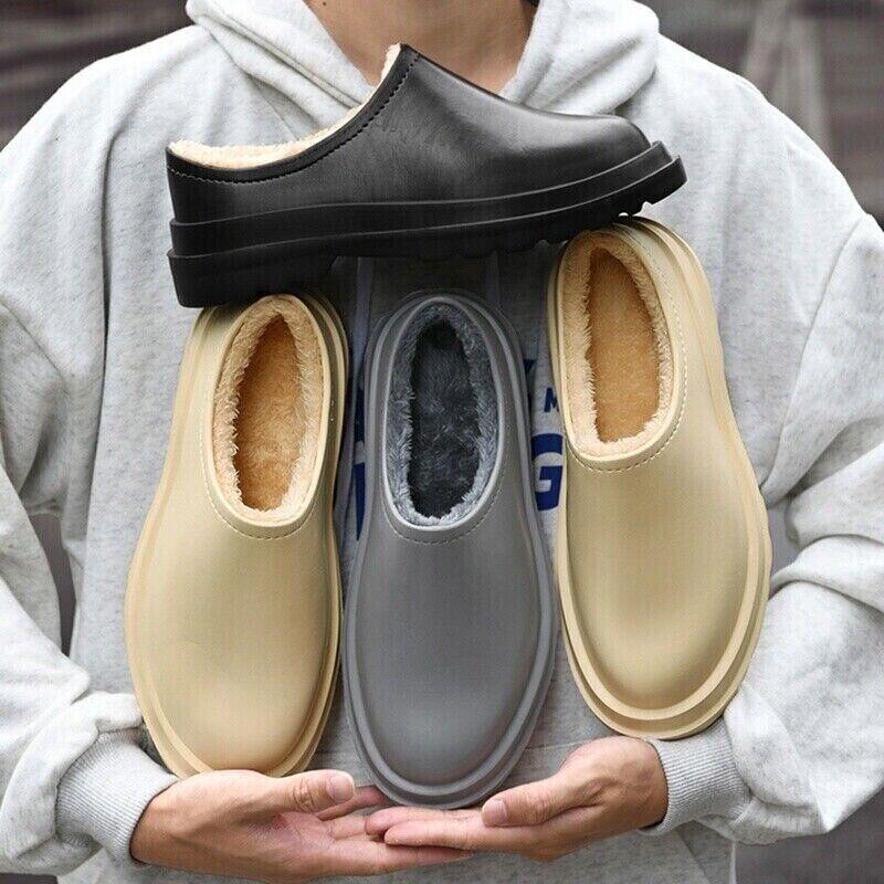 Men Women Winter Wool Chef Shoes Slippers Casual Slip On Warm Restaurant Sandals