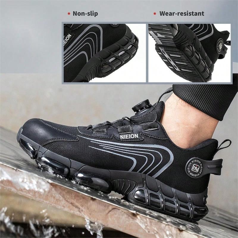 Men's Rotating Button Safety Boots With Steel Toe Cap, Puncture Resistant, Crushproof And Pressure-Resistant Work Boots