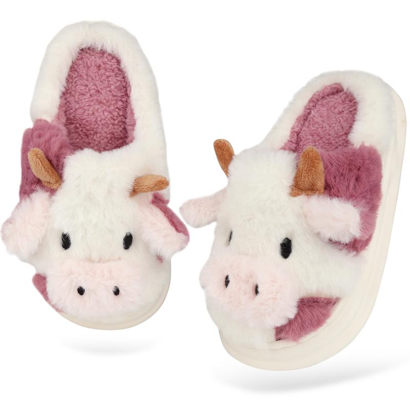 Winter Fashion Girls' Home Warm Plush Soft Cute Girl Heart Cow Baotou Cotton Slippers