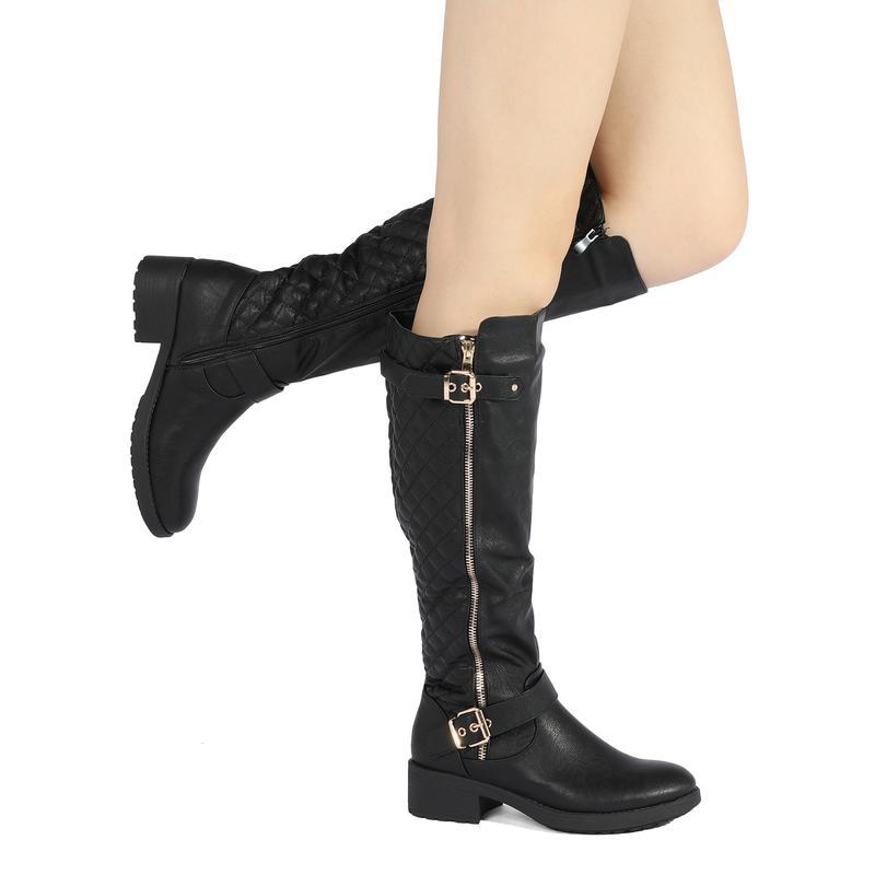 Women's Stylish Knee High Riding Boots with Wide Calf Circumference