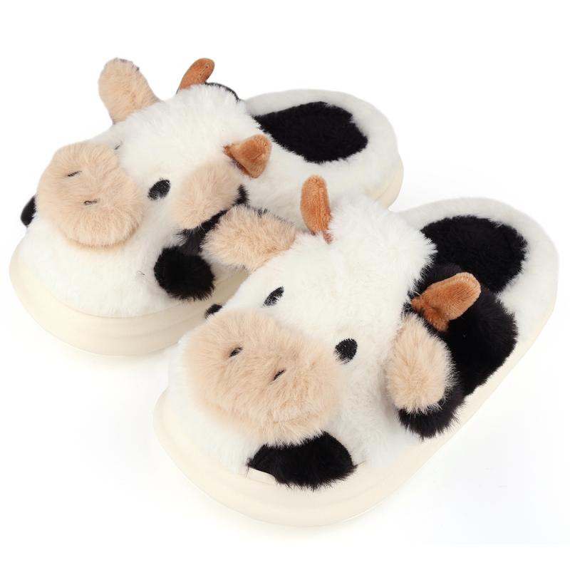 Winter Fashion Girls' Home Warm Plush Soft Cute Girl Heart Cow Baotou Cotton Slippers