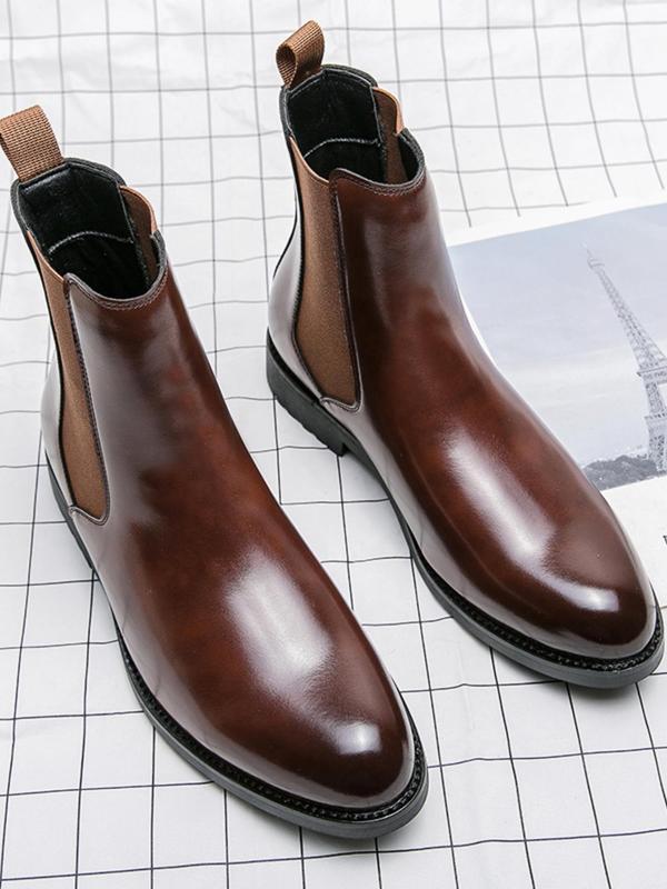 Men's Fashionable Solid Color Chelsea Boots, Casual Comfortable Pointed Toe Ankle Boots for Daily Wear, Male All-match Trendy Shoes for Fall & Winter