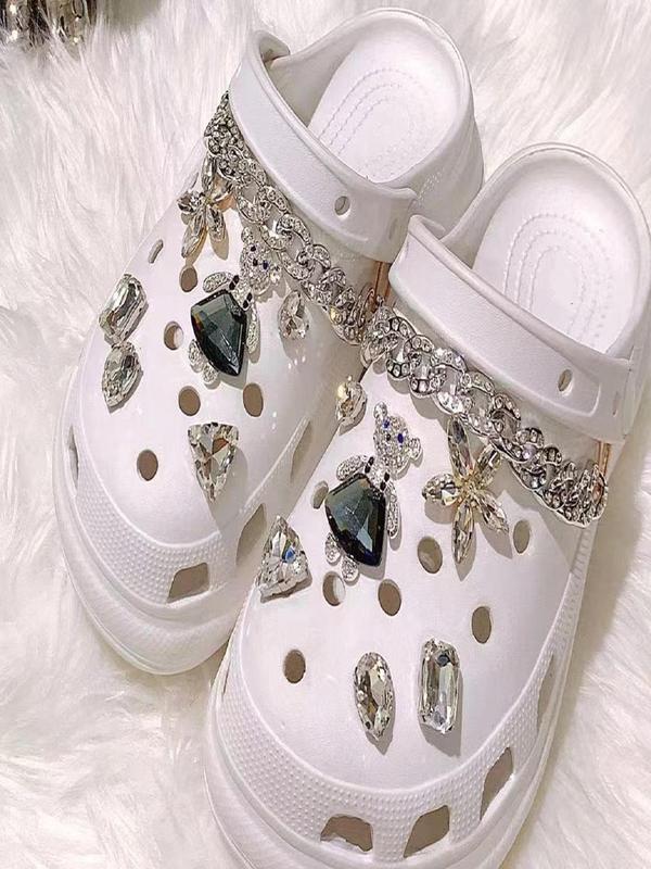 Rhinestone Decorated Shoes Accessories (1 Set), Fashionable Novelty Shoes Decorations for Clogs Design, Dazzling Glamour Trendy Holiday Shoe Accessories for Women & Girls