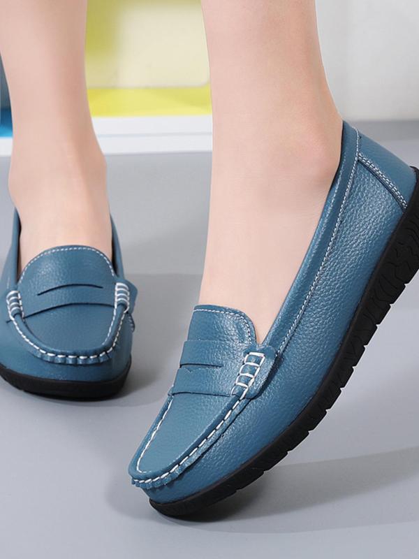 Solid Color Classic Slip on Loafers, Women's Casual Comfortable Flat Shoes for Daily Wear, Female All-match Round Toe Shoes for Daily Wear