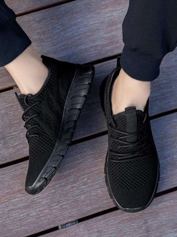 Men's Breathable Lightweight Comfortable Running Shoes, Casual Sports Mesh Sneakers, Fashionable Lace Up Low Top Shoes for Daily Wear